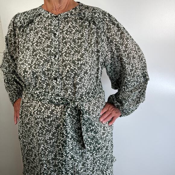 Apiece Apart Gracia Flamenca Dress green Micro Floral Boho - Picture 6 of 15